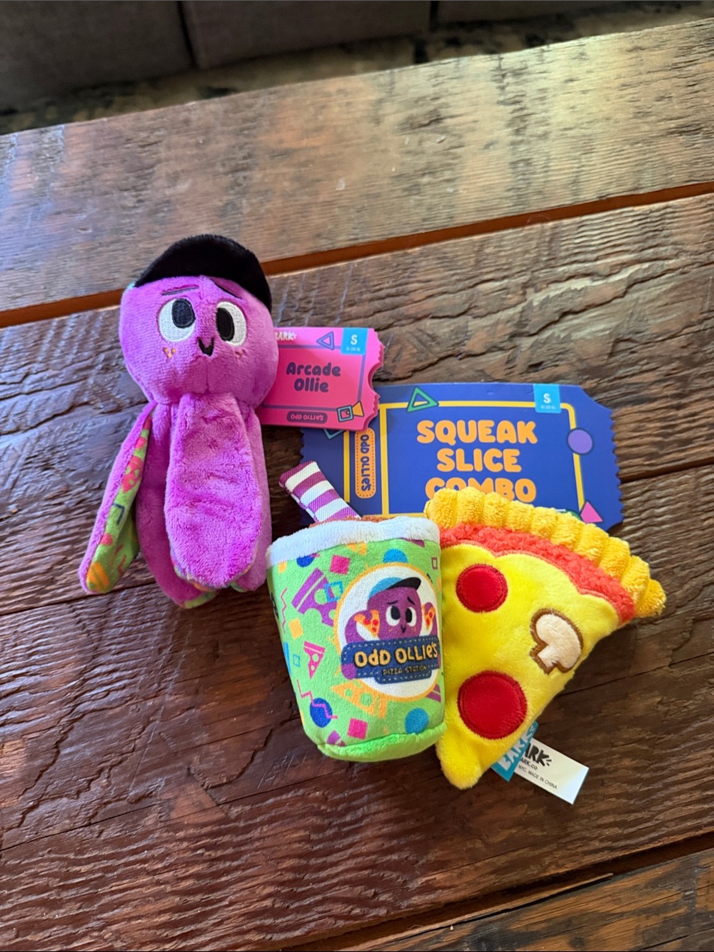 Plush Squeak Slice Combo Toy - Purple, Yellow- Arcade theme